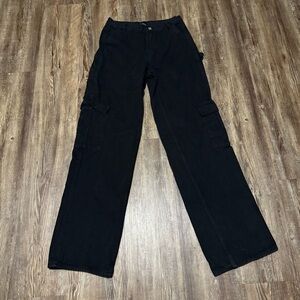 Playboy by Pacsun Cargo Jeans Women's 25 Black Bunny Utility High Rise Denim